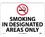 NMC 10" X 14" Plastic Safety Identification Sign, Smoking In Designated Areas Only, Price/each