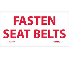 NMC M238 Fasten Seat Belts Sign, Adhesive Backed Vinyl, 2" x 4"