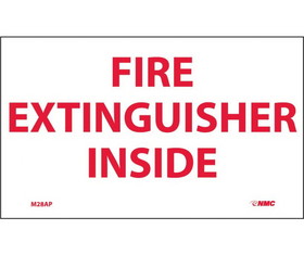 NMC M28LBL Fire Extinguisher Inside Label, Adhesive Backed Vinyl, 3" x 5"
