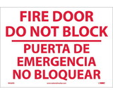 NMC M436 Fire Door Do Not Block Sign - Bilingual