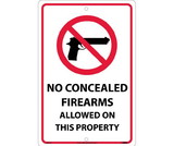 NMC M451 No Concealed Firearms Allowed On This Property Sign