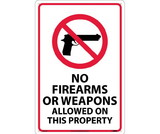 NMC M452 No Firearms Or Weapons Allowed On This Property Sign
