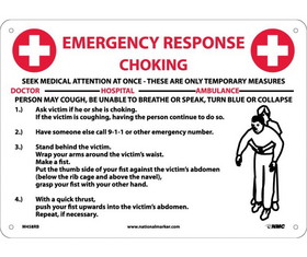 NMC M458 Emergency Response Choking Instructions Sign, Rigid Plastic, 10" x 14"