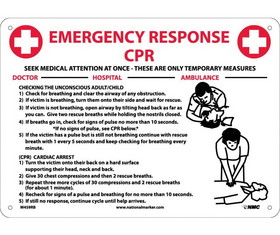 NMC M459 Emergency Response Cpr Instructions Sign, Rigid Plastic, 10" x 14"