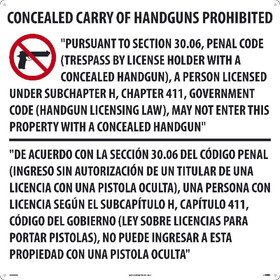 NMC M460 Texas Concealed Handgun Law Sign