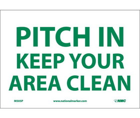 NMC M505 Pitch In Keep Your Area Clean Sign