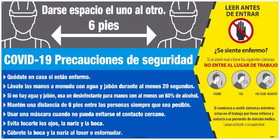 NMC M62SP Covid-19 Safety Precautions, Lg Format Sign, Spanish