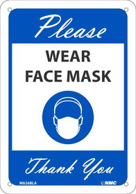 NMC M626BL Please Wear Face Mask Thank You, Blue
