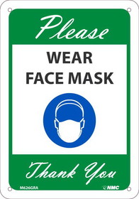 NMC M626GR Please Wear Face Mask Thank You, Green