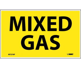 NMC M727AP Mixed Gas Laminated Label, Adhesive Backed Vinyl, 3" x 5"
