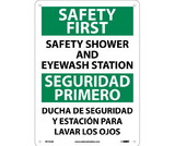 NMC M735 Safety First Shower And Eyewash Station Sign - Bilingual