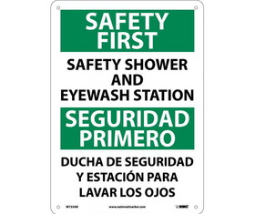 NMC M735 Safety First Shower And Eyewash Station Sign - Bilingual