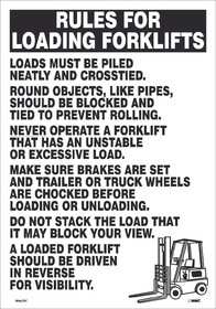NMC M962 Rules For Loading Forklifts, Adhesive Backed Vinyl, 20" x 14"