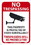 NMC 10" X 7" Vinyl Safety Identification Sign, No Trespassing Video Surveillance Sign, Price/each
