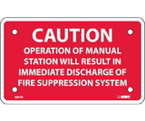 NMC M97 Caution Fire Suppression System Sign, Rigid Plastic, 3