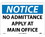 NMC 7" X 10" Plastic Safety Identification Sign, No Admittance Apply At Main Office, Price/each