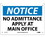 NMC 7" X 10" Plastic Safety Identification Sign, No Admittance Apply At Main Office, Price/each