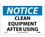 NMC 7" X 10" Vinyl Safety Identification Sign, Clean Equipment After Using, Price/each
