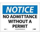 NMC N203 Notice No Admittance Without A Permit Sign