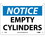 NMC 7" X 10" Vinyl Safety Identification Sign, Empty Cylinders, Price/each