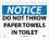 NMC 10" X 14" Vinyl Safety Identification Sign, Do Not Throw Paper Towels In.., Price/each