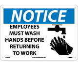 NMC N269 Notice Employees Must Wash Hands Sign