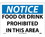 NMC 10" X 14" Vinyl Safety Identification Sign, Food Or Drink Prohibited In.., Price/each