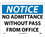 NMC 10" X 14" Vinyl Safety Identification Sign, No Admittance Without Pass.., Price/each
