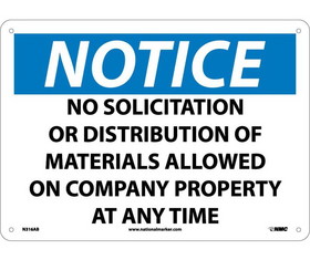 NMC N316 Notice No Solicitation Or Distribution Of Materials Sign