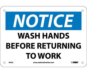 NMC N43 Notice Wash Hands Before Returning To Work Sign