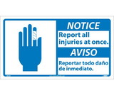 NMC NBA2 Notice Report All Injuries At Once Sign - Bilingual