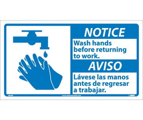 NMC NBA8 Notice Wash Hands Before Work Sign - Bilingual