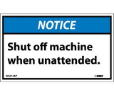 NMC NGA13LBL Notice Shut Off Machine When Unattended Label, Adhesive Backed Vinyl, 3