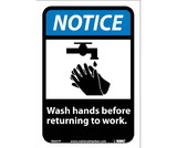 NMC NGA7 Notice Wash Hands Before Returning To Work Sign
