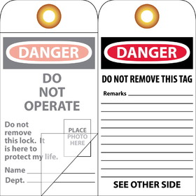 NMC OLPT22 Danger Do Not Operate Do Not Remove This Lock Tag, Unrippable Vinyl, 6" x 3"