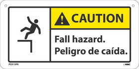 NMC PCK1SPR Caution Fall Hazard. Peligro De Caida., Rigid Plastic, 6" x 12"