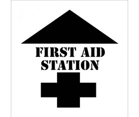 NMC PMS206 First Aid Station With Arrow Plant Marking Stencil, Stencil, 24" x 24"