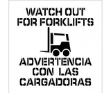 NMC PMS231 Watch Out For Forklifts Bilingual Plant Marking Stencil, Stencil, 24