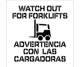 NMC PMS231 Watch Out For Forklifts Bilingual Plant Marking Stencil, Stencil, 24" x 24"