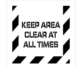NMC PMS232 Keep Area Clear At All Times Plant Marking Stencil, Stencil, 24" x 24"