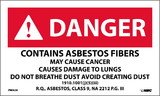NMC PRD620 Danger Contains Asbestos Fibers Warning Label, PRESSURE SENSITIVE PAPER, 3