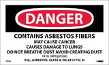 NMC PRD62 Asbestos Warning Label, FLEXO PRESSURE SENSITIVE PAPER .003, 3