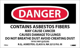 NMC PRD62 Asbestos Warning Label, FLEXO PRESSURE SENSITIVE PAPER .003, 3" x 5"