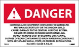 NMC PRD650 Danger Contaminated With Lead Warning Label, PRESSURE SENSITIVE PAPER, 3