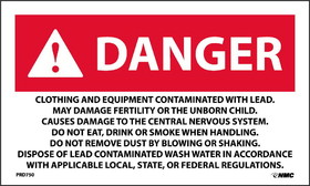 NMC PRD750 Danger Contaminated With Lead Warning Label, PRESSURE SENSITIVE PAPER, 3" x 5"