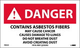 NMC PRD820 Danger Contains Asbestos Fibers Dust Warning Label, PRESSURE SENSITIVE PAPER, 3