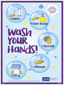 NMC PST152 Wash Your Hands Step-By-Step, Poster