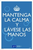 NMC PST156SP Keep Calm Wash Your Hands Poster, Spanish