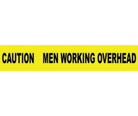 NMC PT20 Caution Men Working Overhead Printed Barricade Tape, TAPE, 3" x 1000'