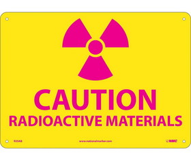 NMC R25 Caution Radioactive Materials Sign, Standard Aluminum, 10" x 14"